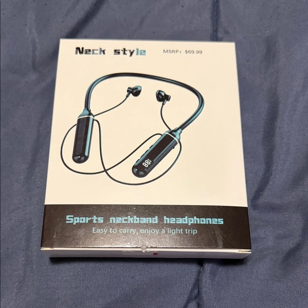 Neck Style Sports Neckband Headphones - Black/Teal